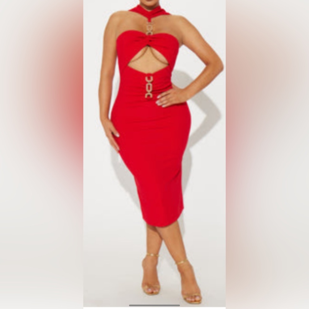 Fashion nova red cocktail dress